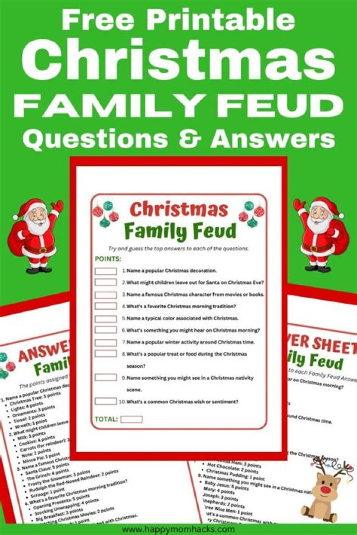 Free Printable Christmas Family Feud Questions & Answers PDF