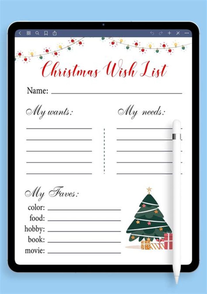Free Printable Christmas Wish List for Adults – PDF Download