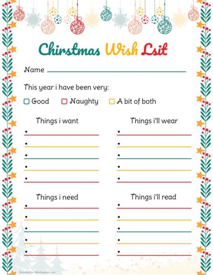 Free Printable Christmas Wish List PDF – Download Now