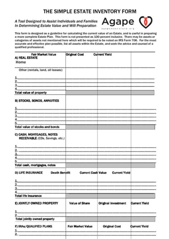 Free Printable Estate Inventory Worksheet PDF – Download Now