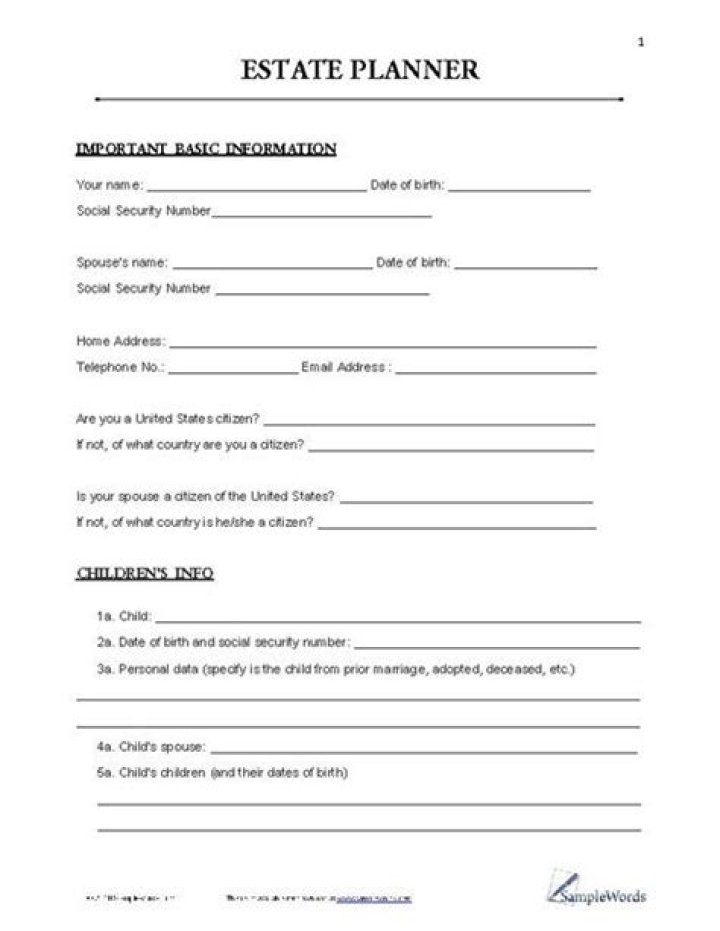 Free Printable Estate Planning Forms PDF USA