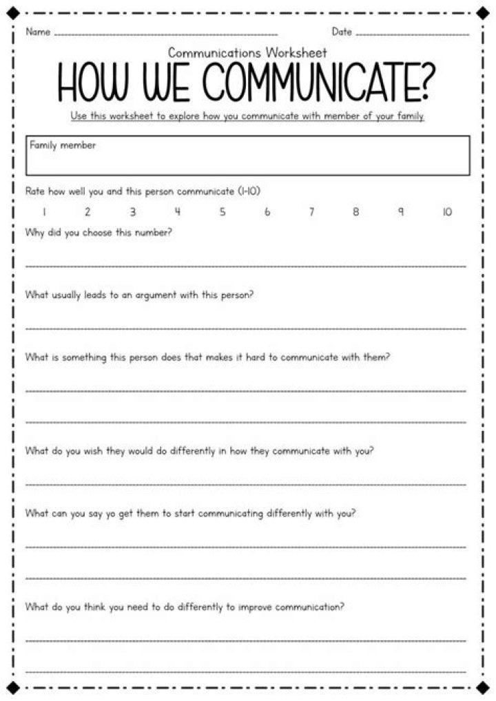 Free Printable Family Communication Worksheets PDF for Better Connection
