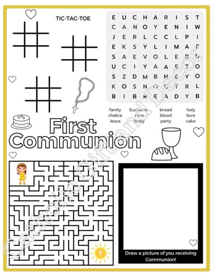 Free Printable First Communion Worksheets PDF – Instant Download