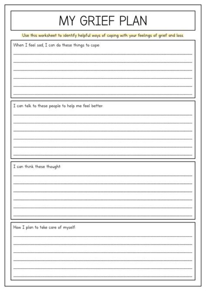 Free Printable Grief Worksheets PDF for Healing