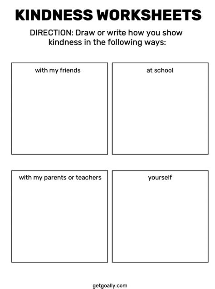 Free Printable Kindness Worksheets PDF for Kids