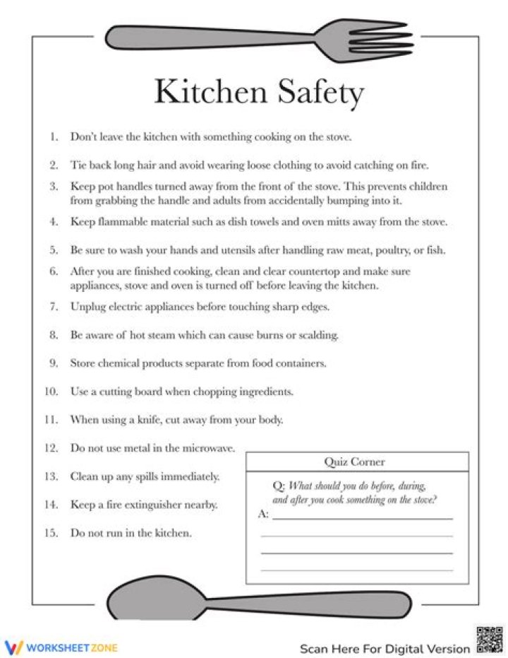 Free Printable Kitchen Safety Worksheets PDF – Essential Safety Tips for Home Cooks
