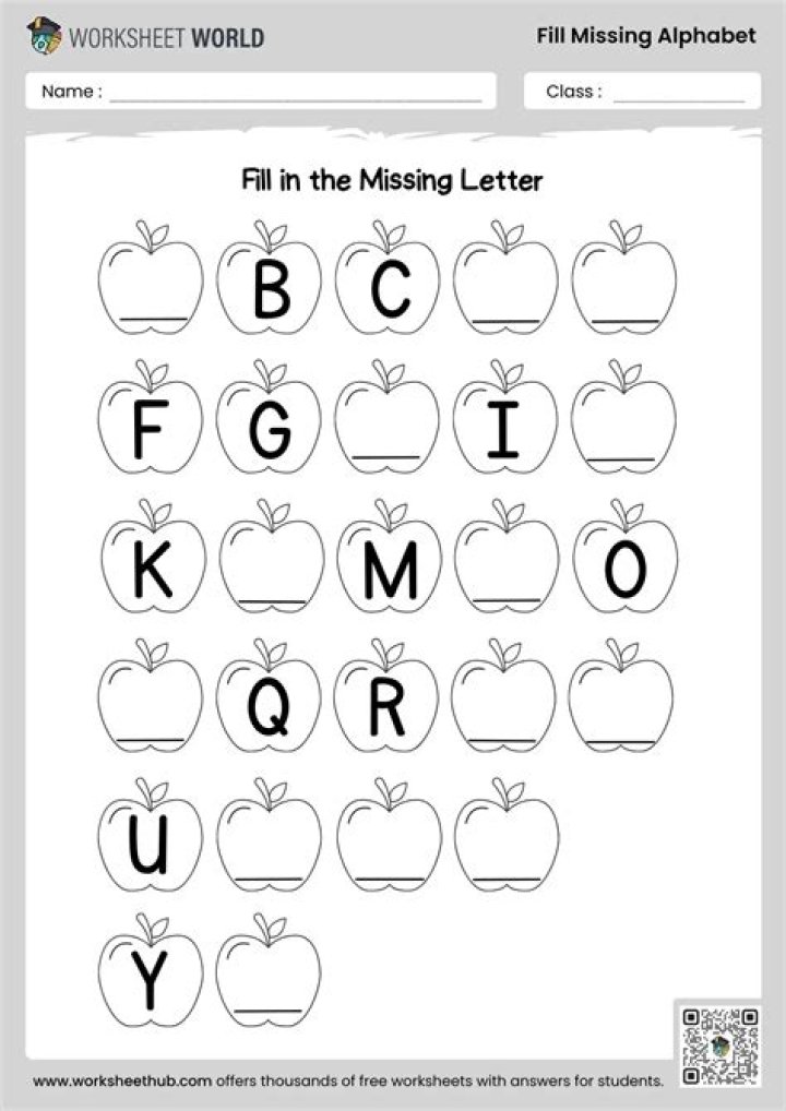 Free Printable Missing Alphabet Worksheets PDF for Kids