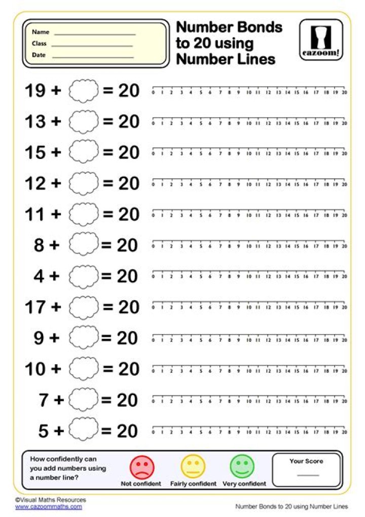 Free Printable Number Bonds to 20 Worksheets PDF