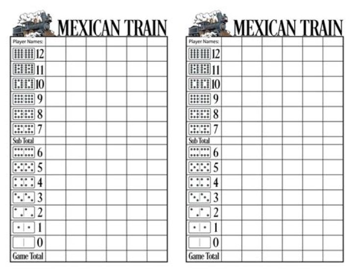 Free Printable PDF Mexican Train Score Sheet – Instant Download