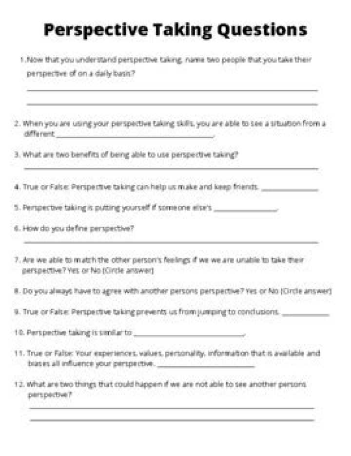Free Printable PDF Perspective Taking Worksheets for Empathy & Social Skills