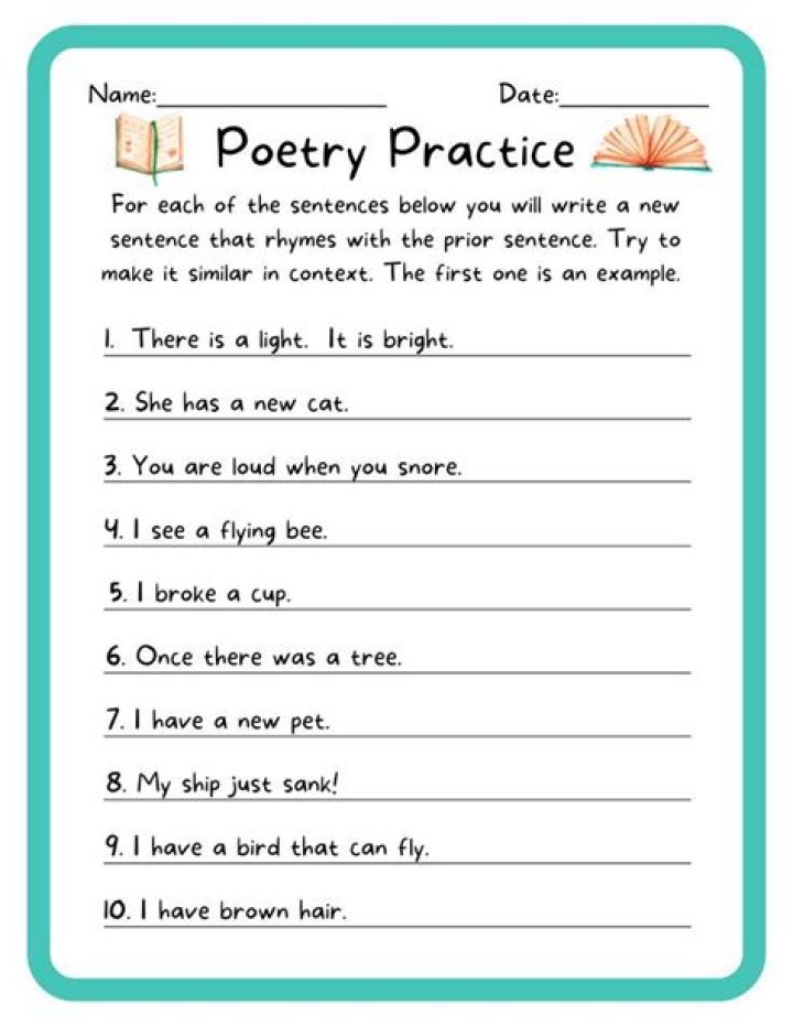 Free Printable Poetry Worksheets PDF – Instant Download
