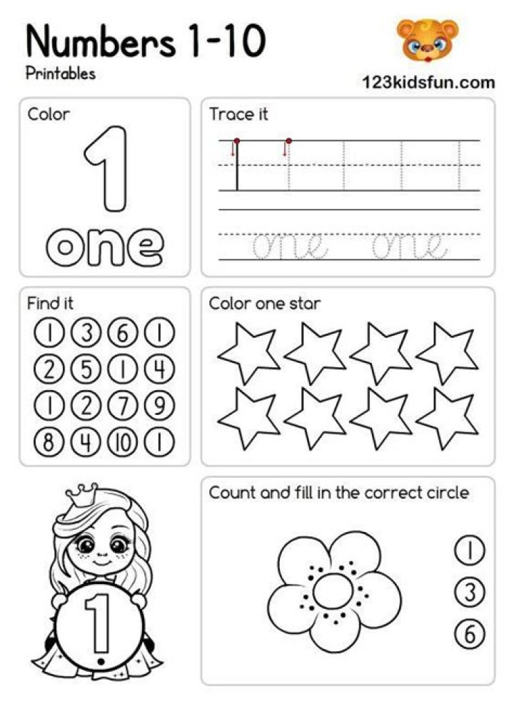 Free Printable Preschool Number Worksheets 1 to 10 PDF
