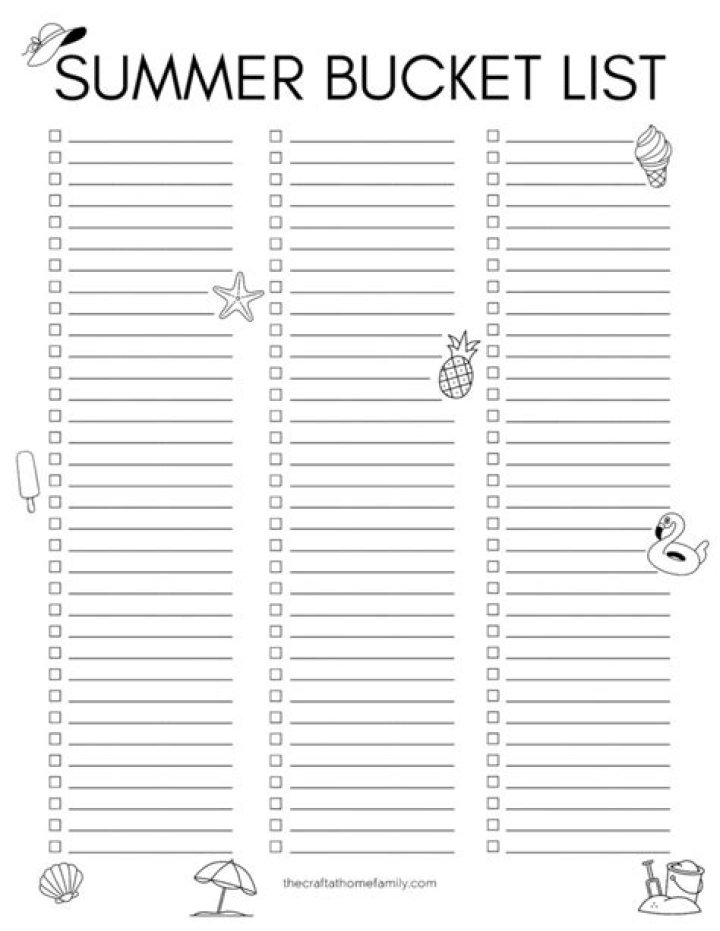 Free Printable Summer Bucket List Template PDF – Print & Check Off Summer Fun