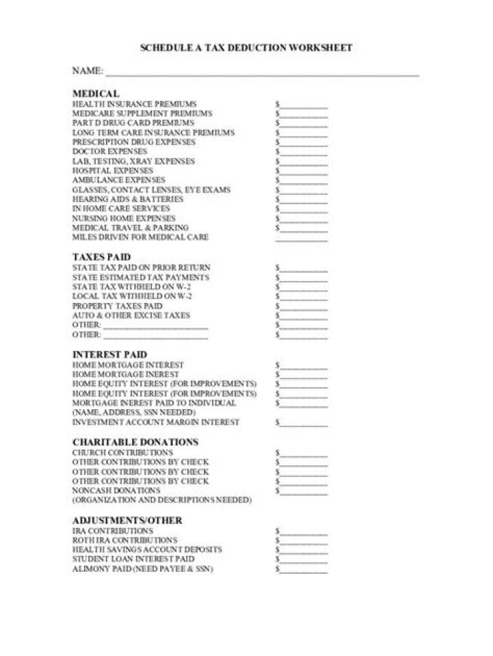Free Printable Tax Deduction Worksheet PDF – Save Money Now