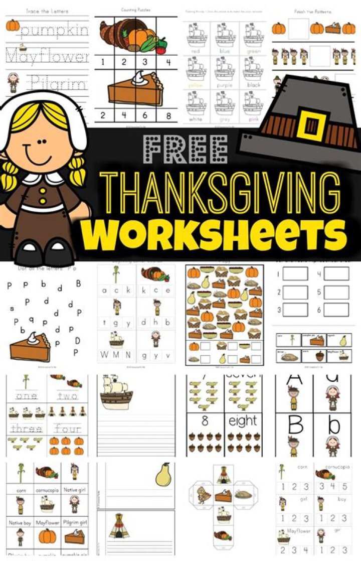 Free Printable Thanksgiving Worksheets PDF for Kids