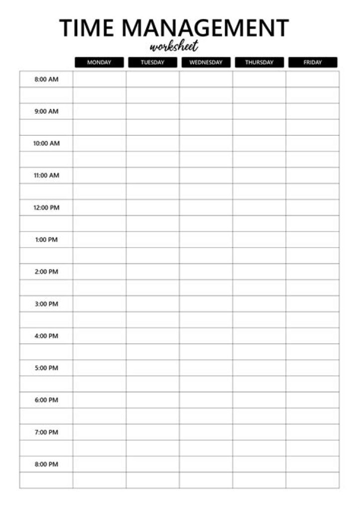 Free Printable Time Management Worksheet PDF – Stay Organized & Productive