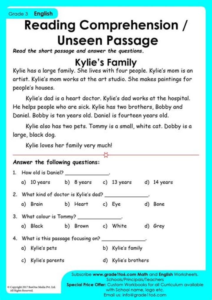 Free Reading Comprehension Worksheets PDF with Answers – Instant Download