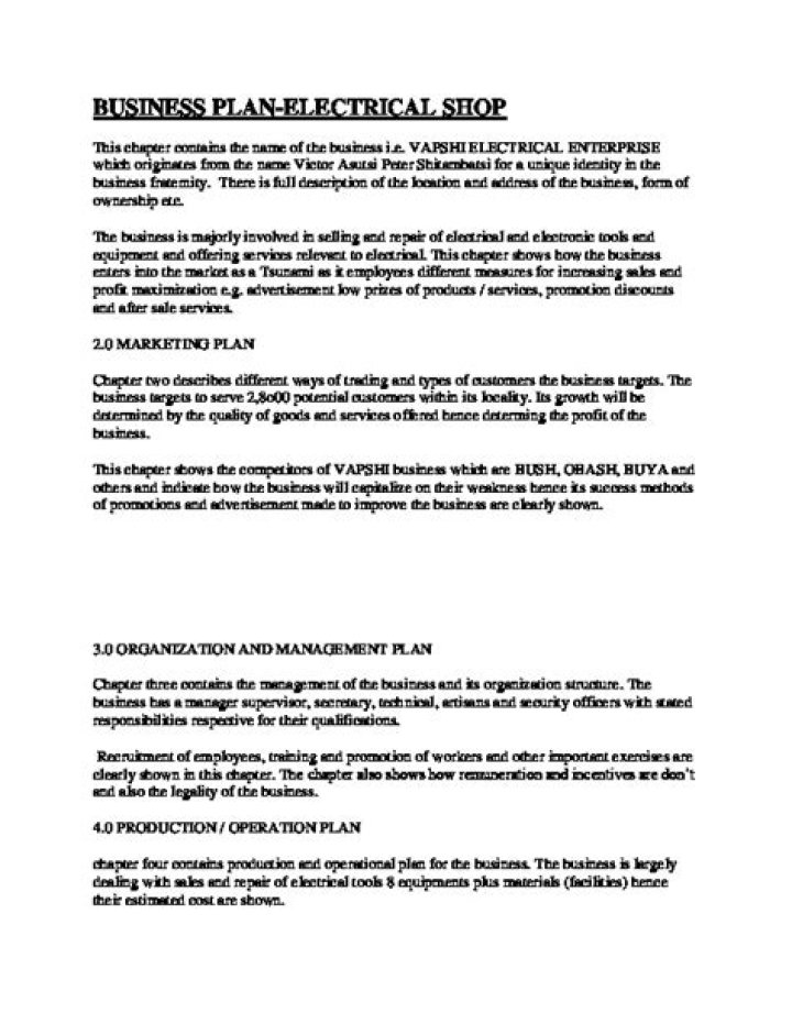 Free Sample Electrical Business Plan PDF – Ready to Launch