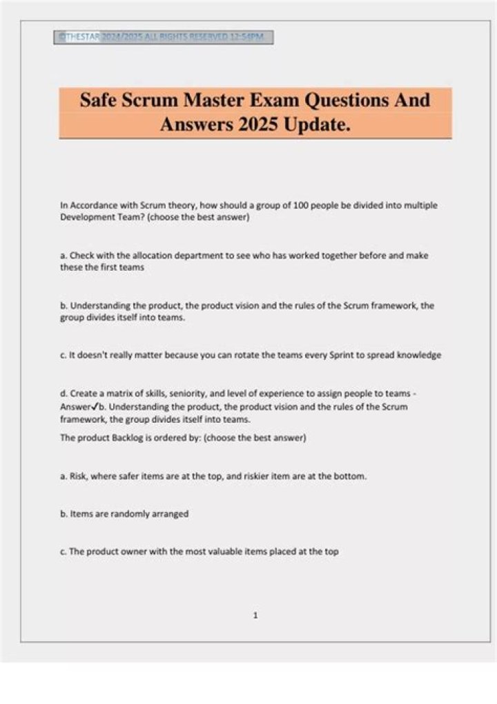 Free Scrum Master Exam Questions and Answers PDF for 2024