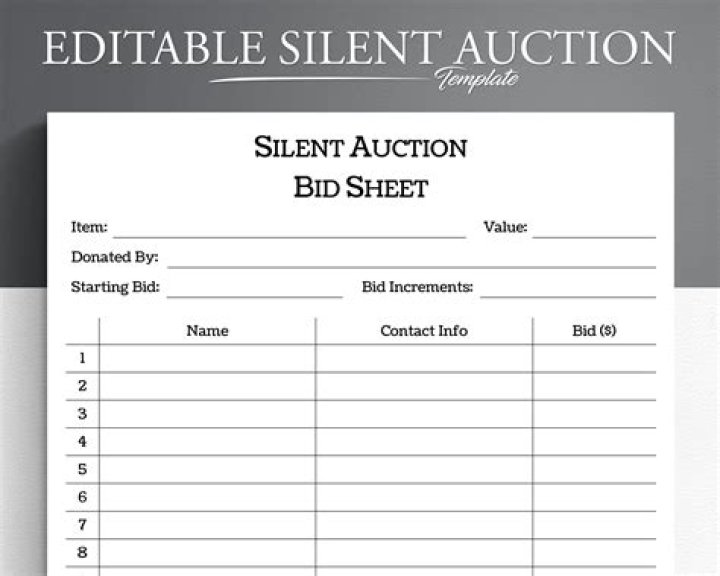 Free Silent Auction Bid Sheet PDF Download