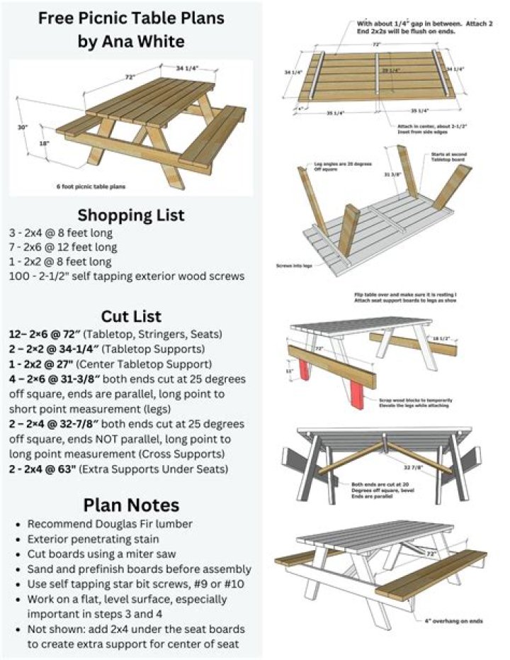 Free Square Picnic Table Plans PDF – Print & Build Your Own