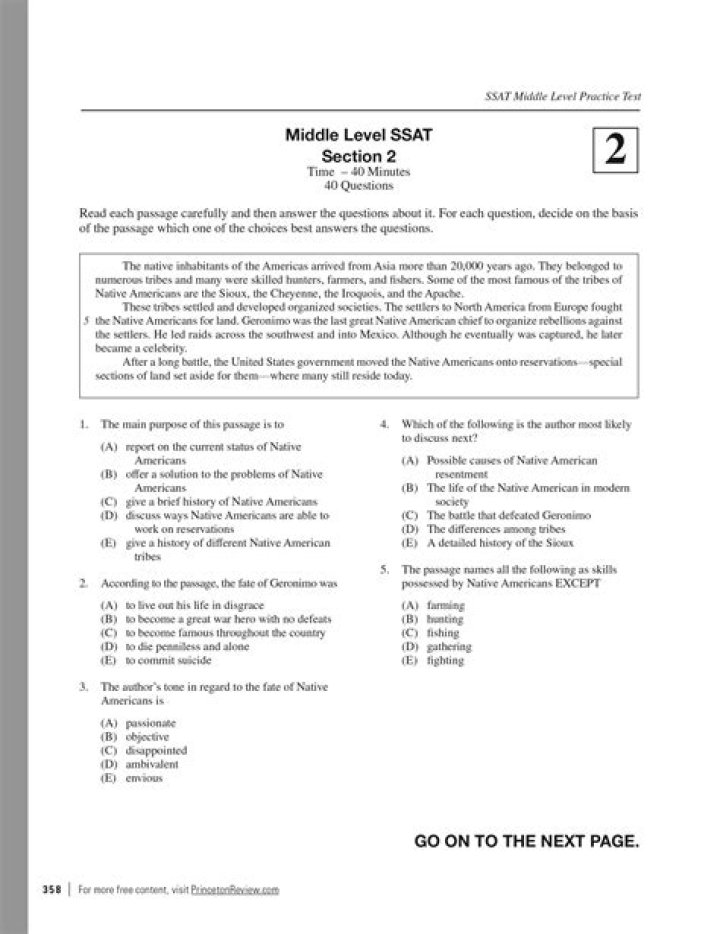 Free SSAT Middle Level Practice Test PDF with Answers
