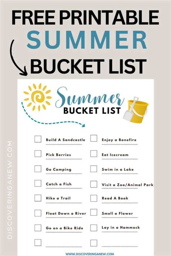 Free Summer Bucket List Printable PDF – Download Now