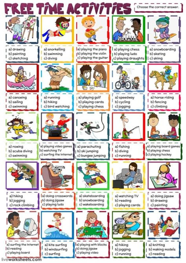 Free Time Activities Worksheet PDF for Fun & Productive Leisure