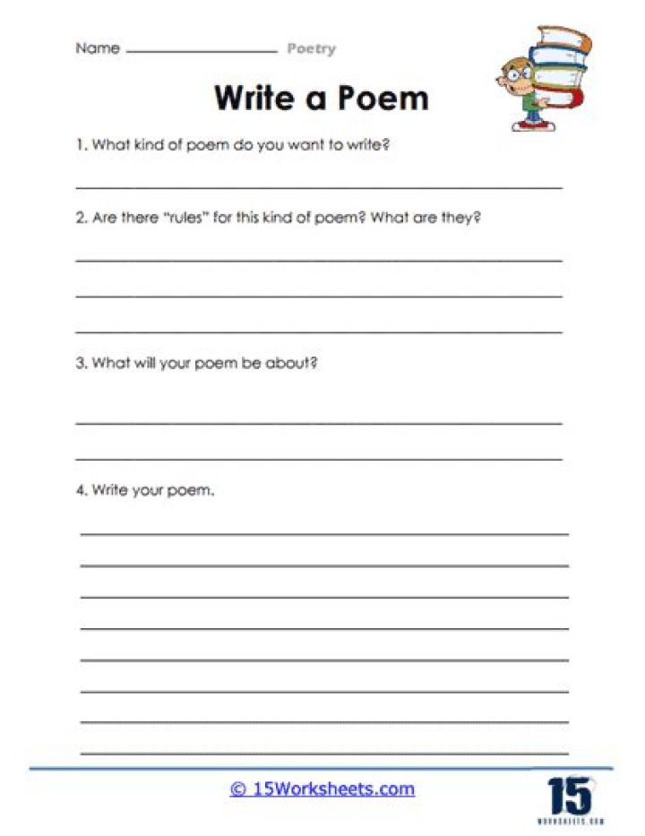 Free Verse Poetry Worksheet PDF for Creative Writing Practice