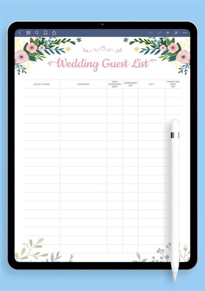 Free Wedding Guest List PDF for Download