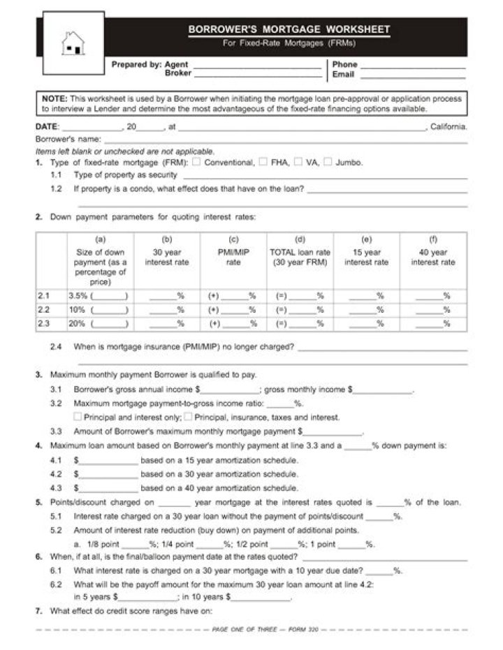 Freedom Mortgage Borrower Financial Worksheet PDF for Smart Loan Planning