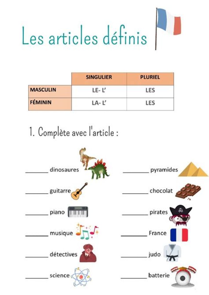 French Articles Worksheet PDF: Printable Exercises for Language Learners