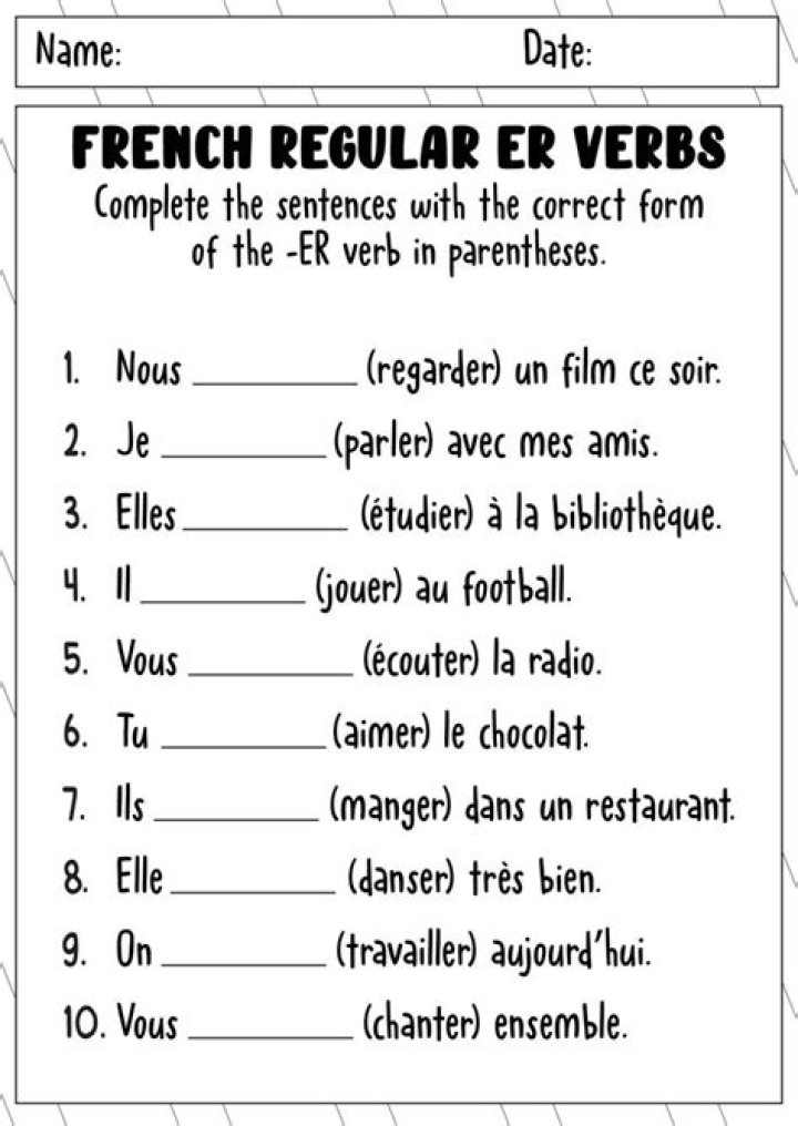 French ER IR RE Verbs Worksheets PDF – Instant Practice & Exercises