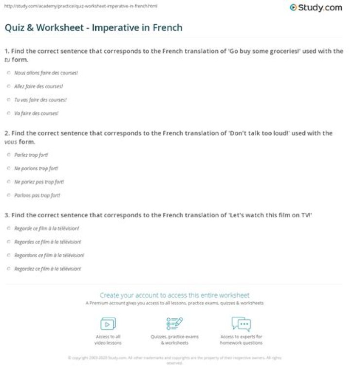 French Imperative Imperative Worksheet PDF – Download Now