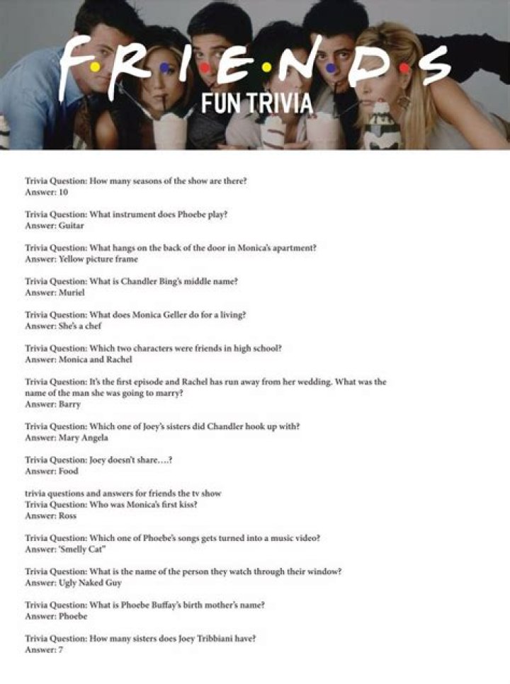 Friends Trivia Questions and Answers PDF: Fun Quiz for Bestie Bonding