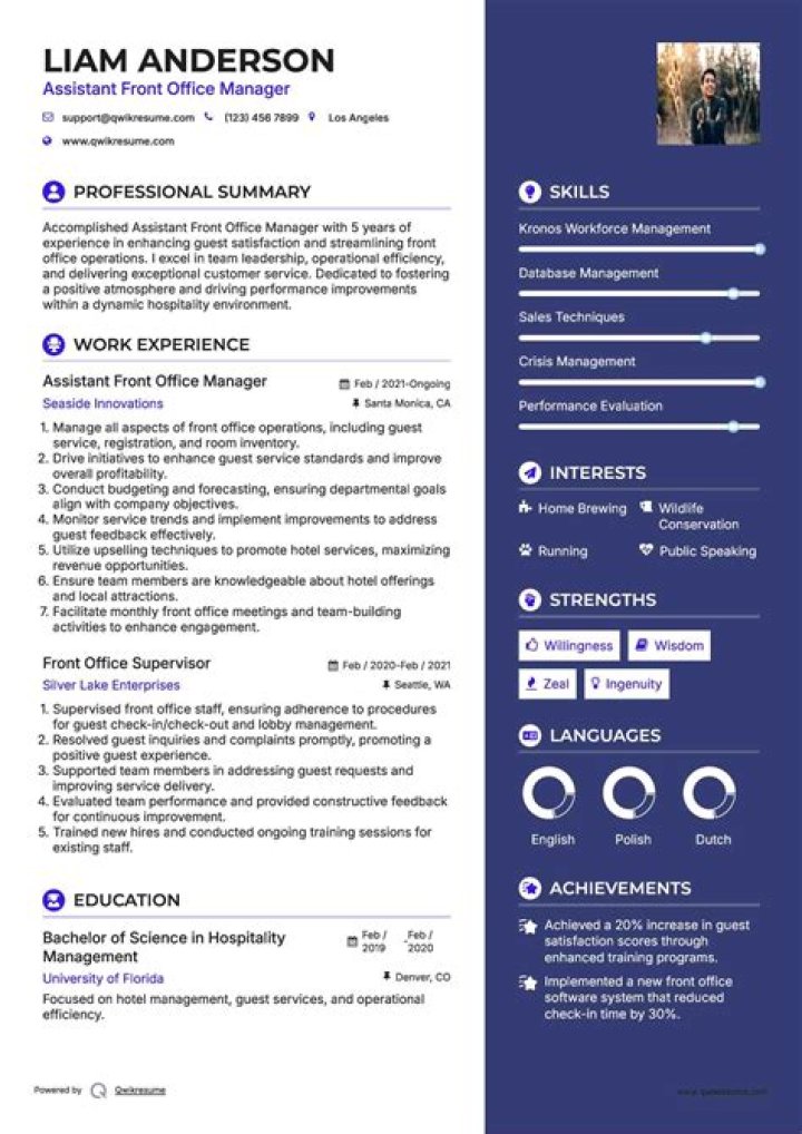 Front Office Manager Resume PDF for Impressive Job Applications