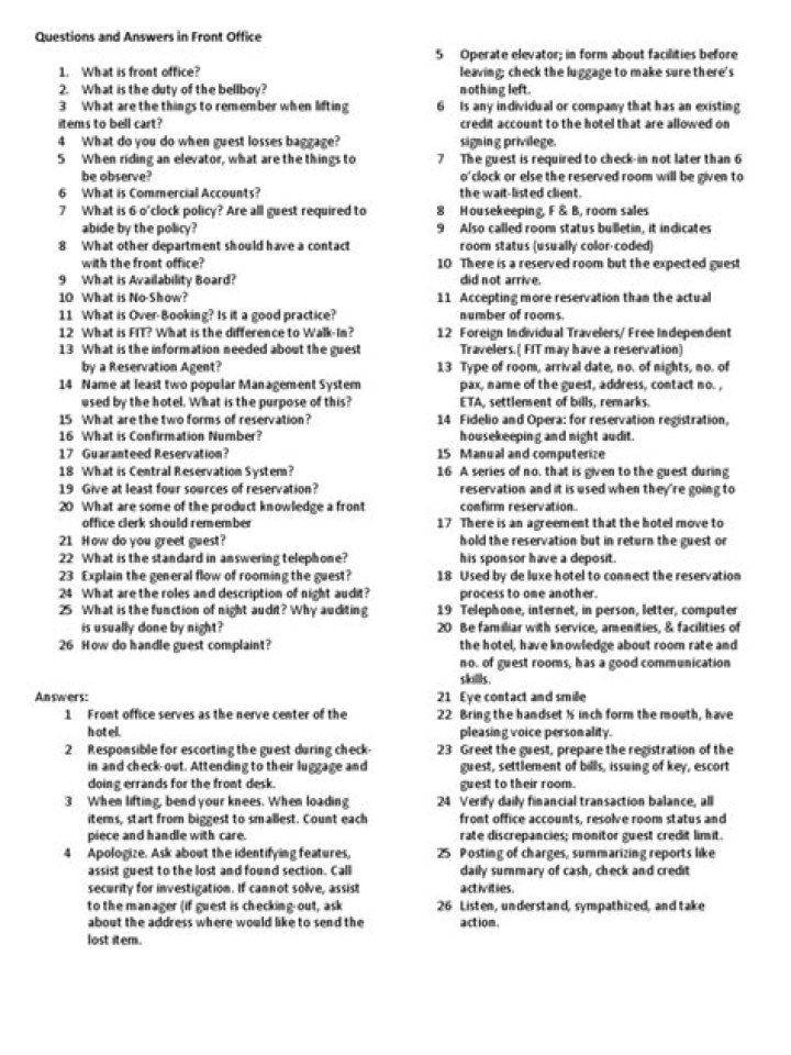 Front Office Q&A PDF: Essential Answers for Smooth Guest Service