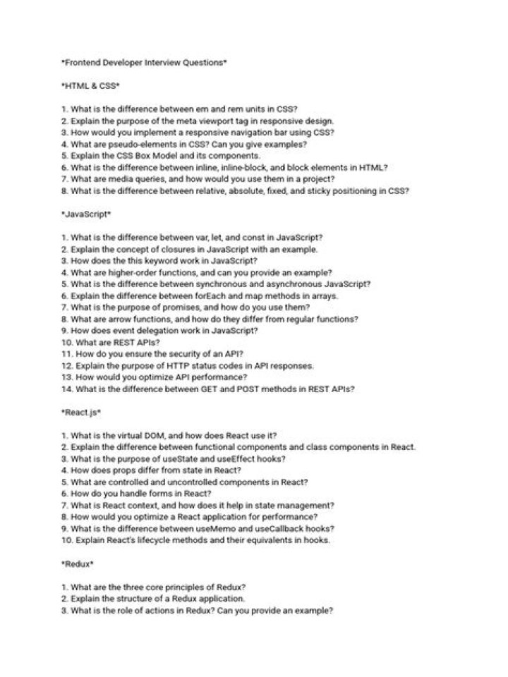 Frontend Developer Interview Questions PDF for Success