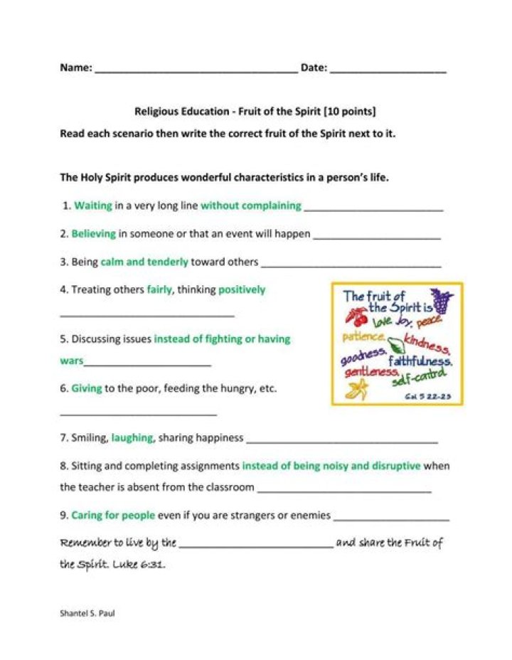 Fruit of the Spirit Worksheets PDF – Free Christian Growth Activities