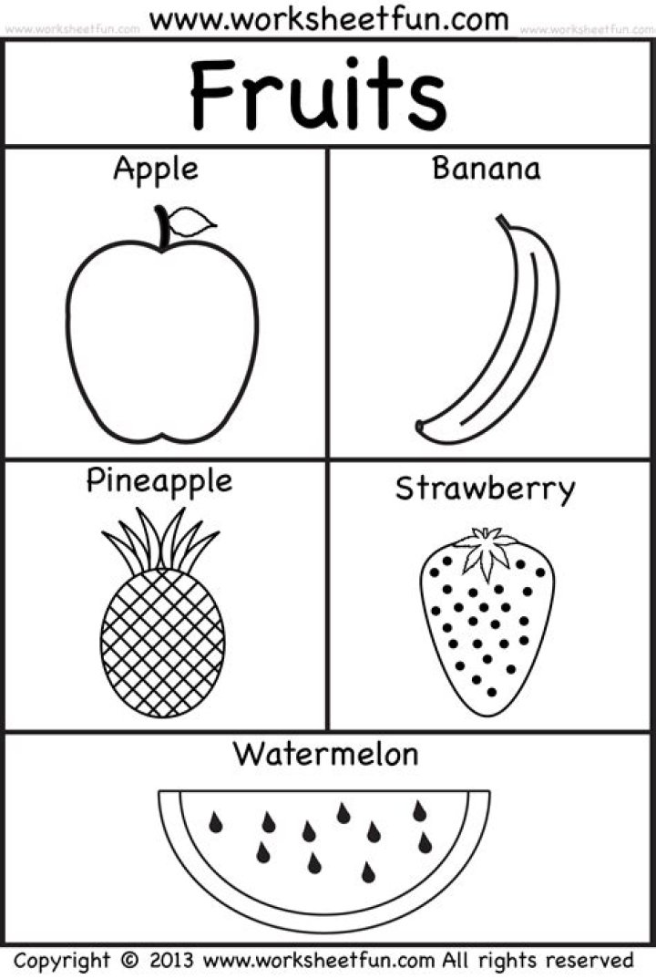 Free Fruits and Vegetables Worksheets for Preschoolers PDF
