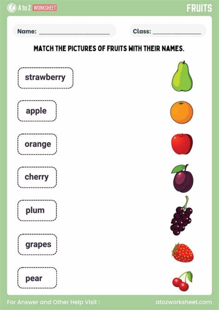 Free Download Fruits and Vegetables Worksheets PDF for Kids