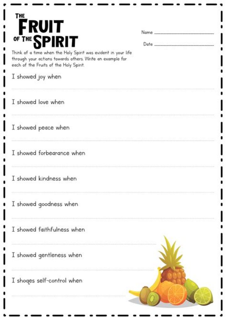 Fruits of the Holy Spirit Worksheet PDF – Christian Spiritual Growth Tool