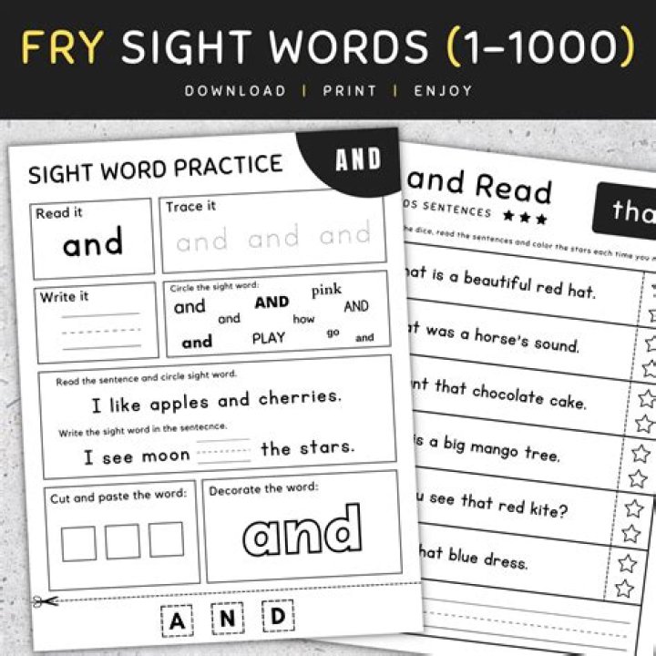 Free Fry Sight Words Worksheets PDF – Instant Download