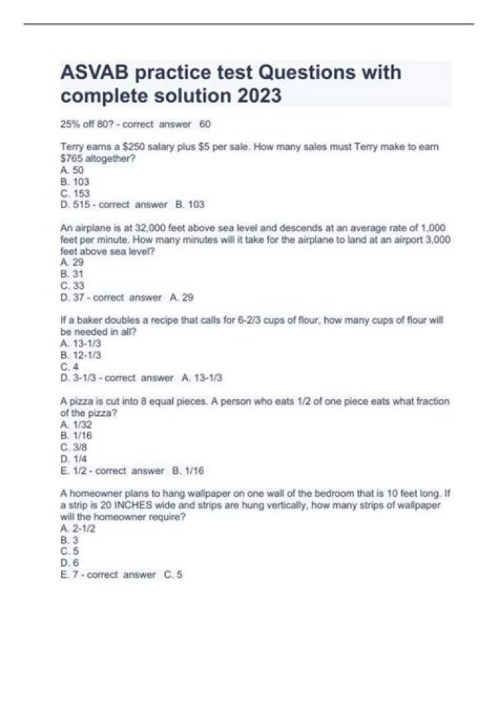 Full ASVAB Practice Test PDF with Answers & Explanations