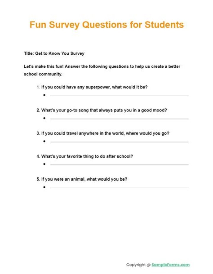 Fun Survey Questions for Students PDF – Download Instant Engagement