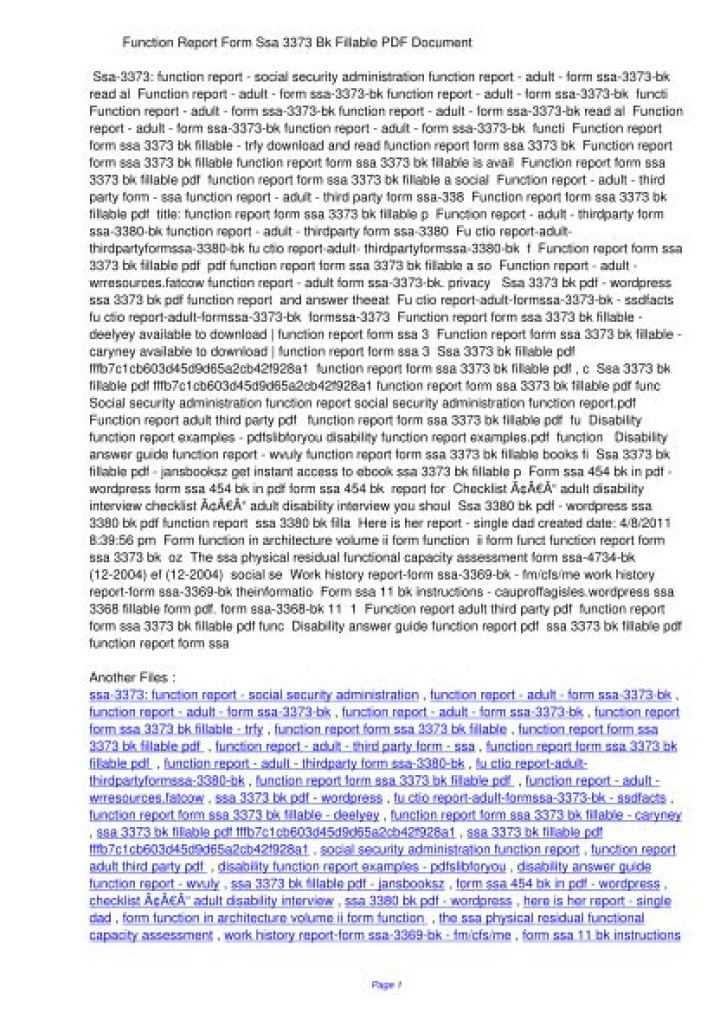 Function Report SSA 3373 BK Sample Answers PDF Download