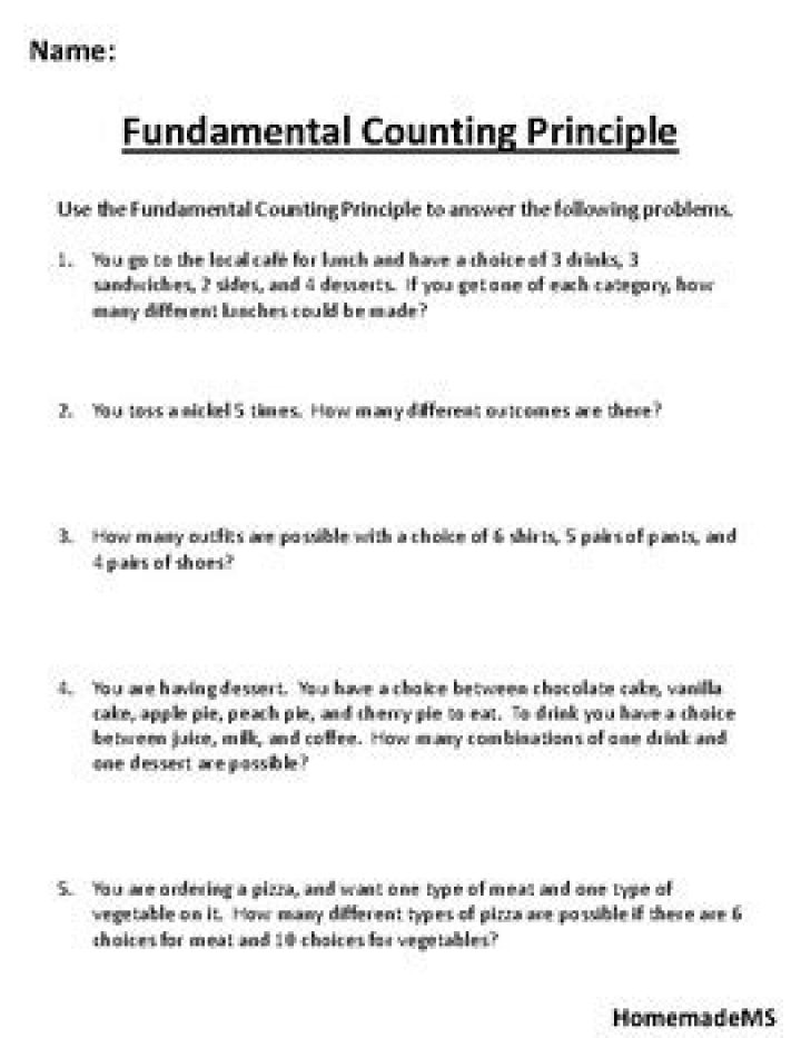 Fundamental Counting Principle Problems with Answers PDF for Math Students