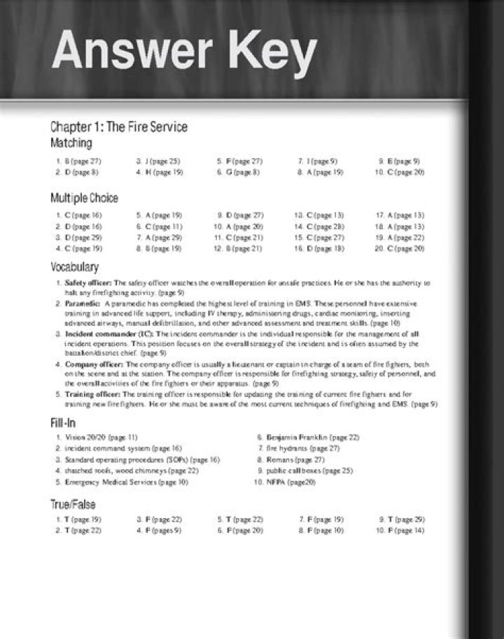 Fundamentals of Firefighter Skills 4th Edition Workbook Answer Key PDF