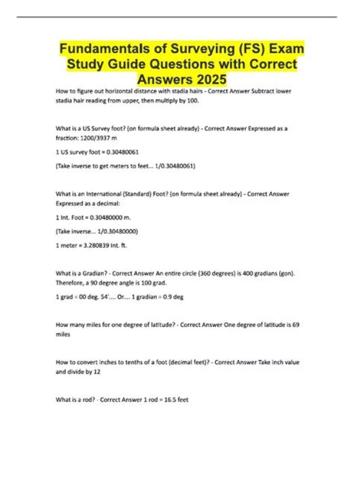 Fundamentals of Surveying Sample Questions and Solutions PDF