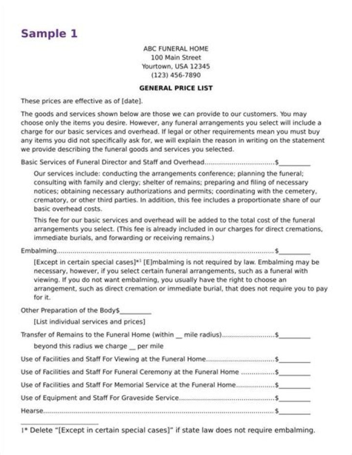 Funeral Home Price List PDF – Complete Cost Guide